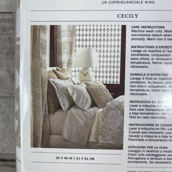 Ralph Lauren NWT One Cecily Palmetto King Pillow Sham Floral Tan Beige NWT $185 - Picture 7 of 11